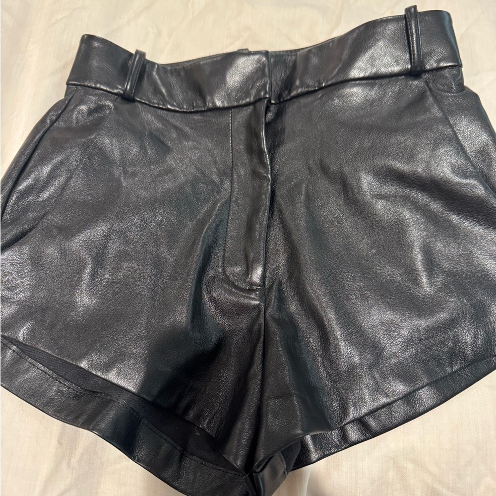 Leather High-Waist Black Shorts